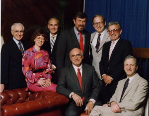 The founders of the American Society for Bone and Mineral Research, The Drake Hotel, Chicago, 1974. From left to right (standing): L. Raisz, P. Stern, L. Riggs, C. Arnaud, N. Bell, L. Avioli, (sitting) W. Peck, S. Krane.