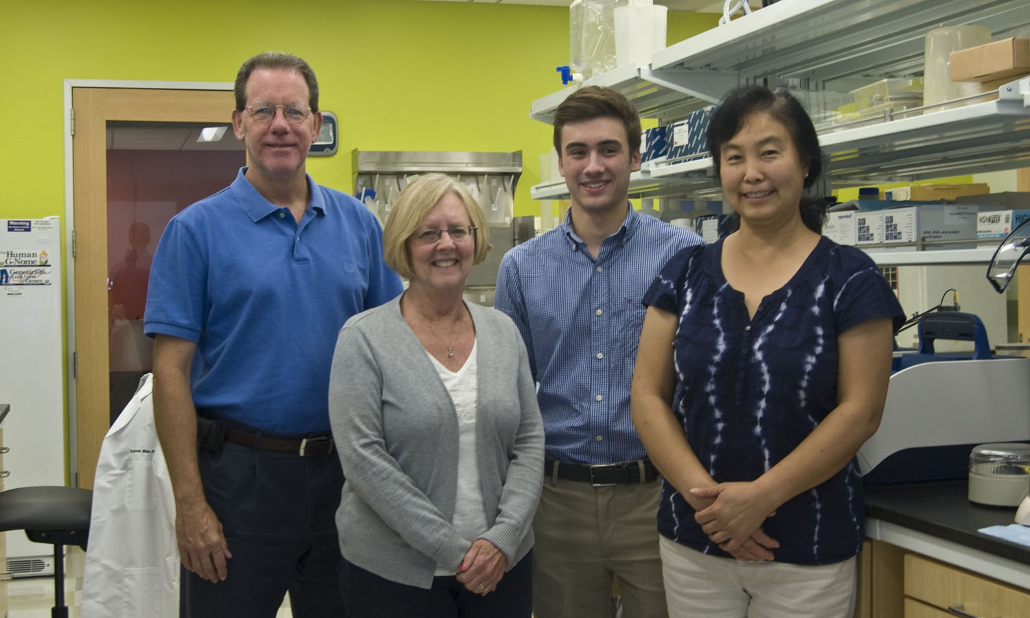 Mumm lab from left to right: Steve Mumm, Margaret Huskey, Matan Gottesman, Shengui Duan